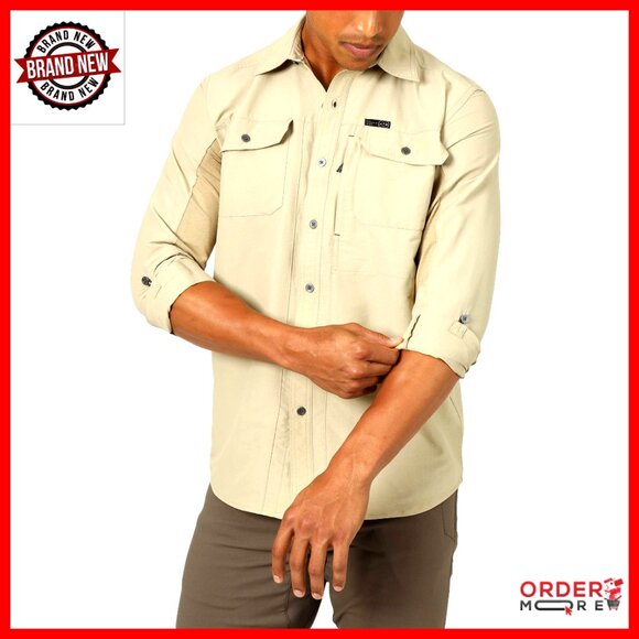 Men's Long Sleeve Performance Button Down Shirt with UPF 30 & Moisture Wicking
